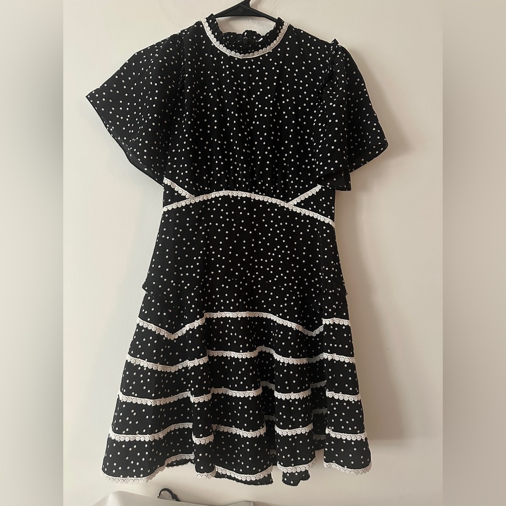 Maripe Black & White Polka Dot Ruffle Dress